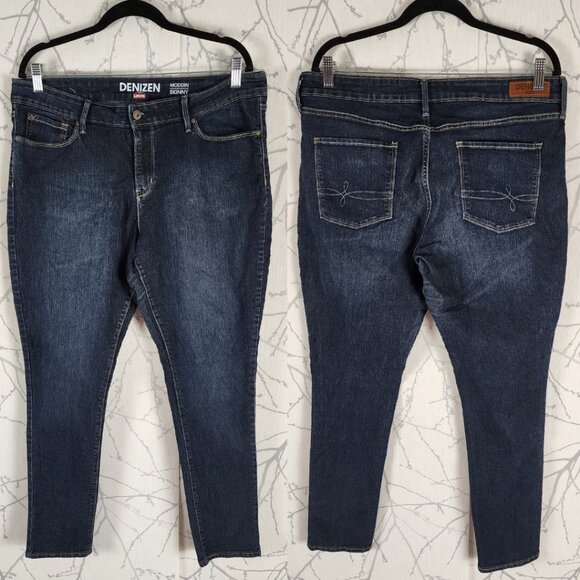 Levi's Denizen Dark Wash Stretch Denim Mid Rise Modern Skinny Jeans - Picture 1 of 5